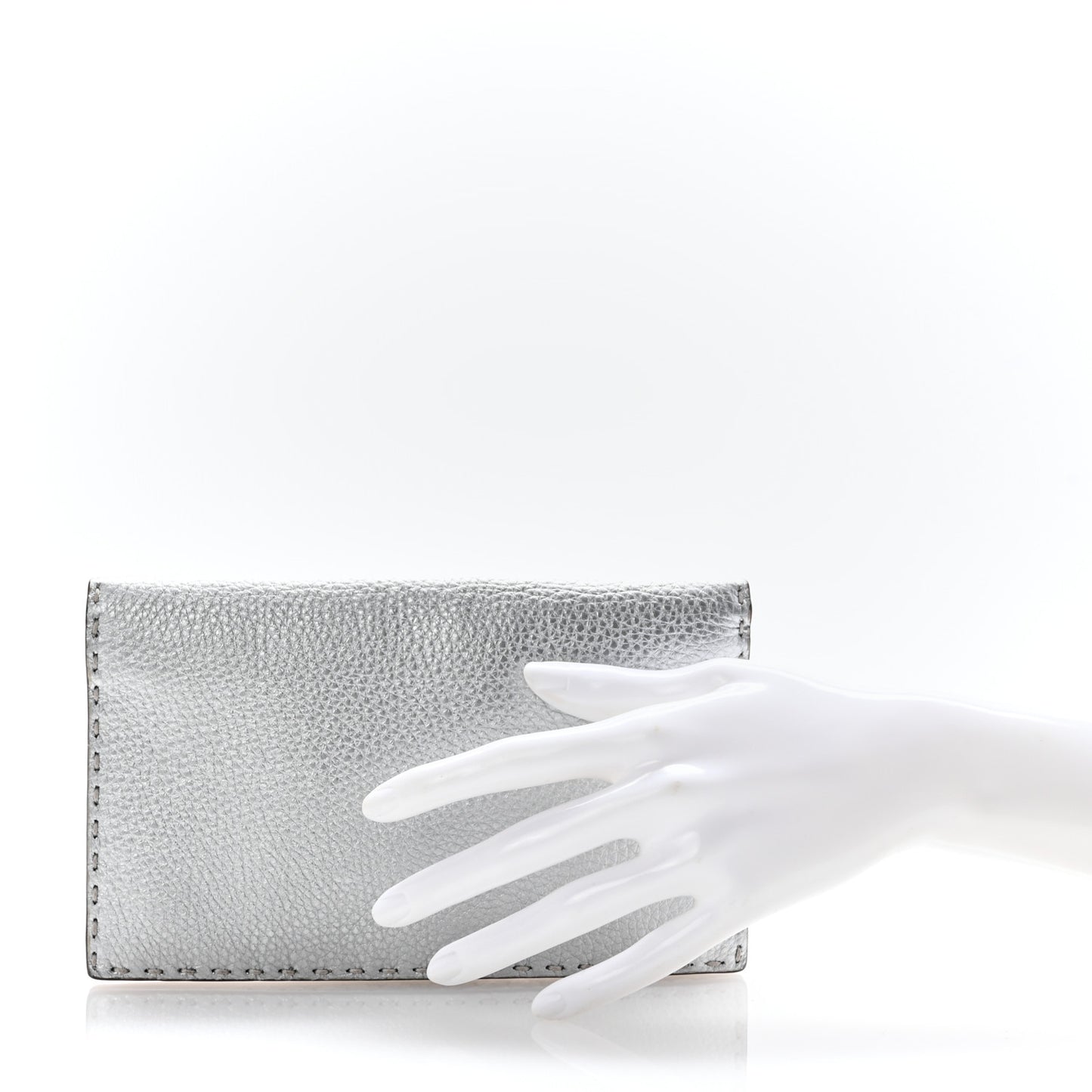 Cuoio Romano Lux Selleria Flat Clutch Argento