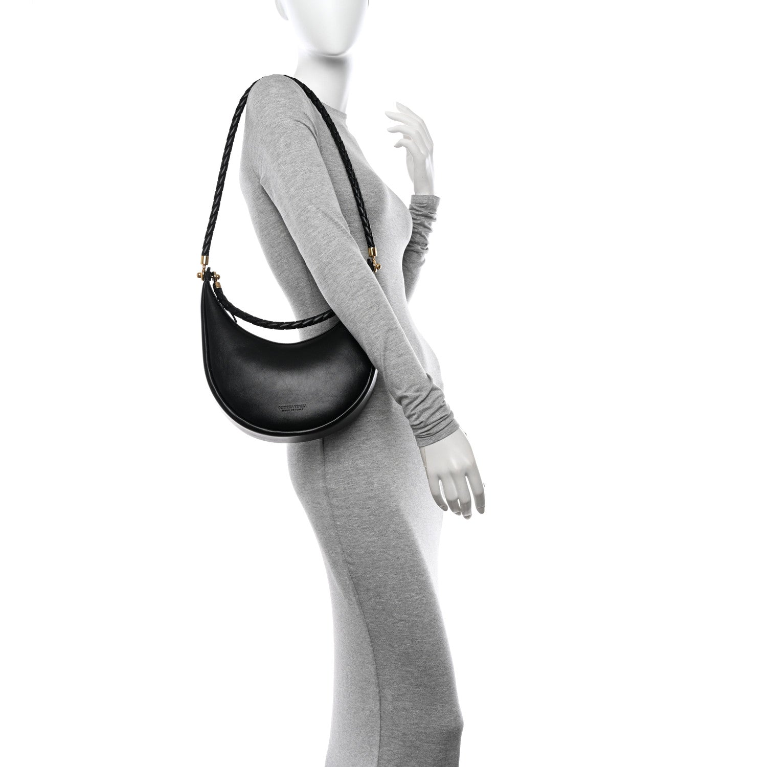 Bottega Veneta Smooth Calfskin Hula Hoop Shoulder Bag Black 2 of 10