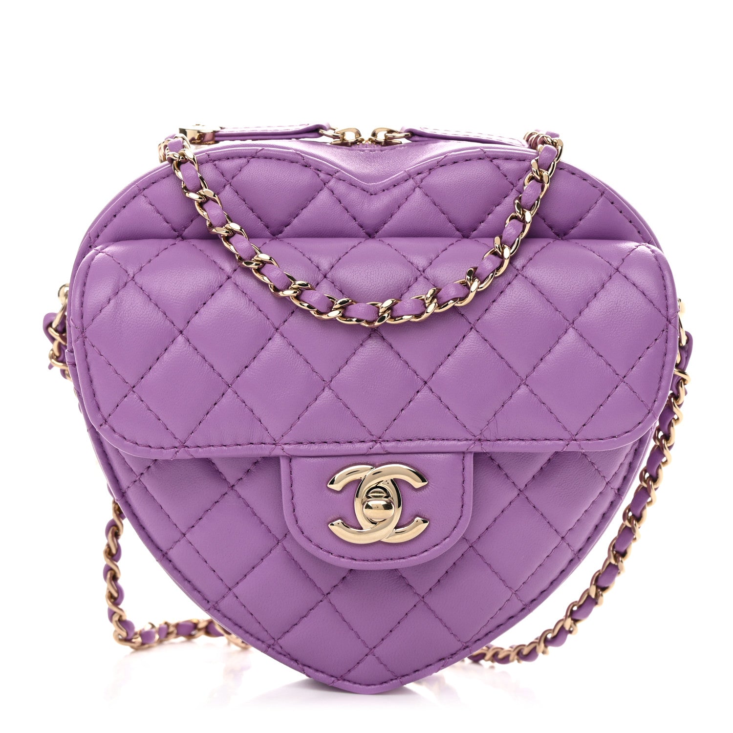 Chanel Lambskin Quilted CC In Love Heart Bag Purple 1 of 11
