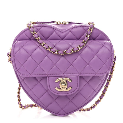 Chanel Lambskin Quilted CC In Love Heart Bag Purple 1 of 11