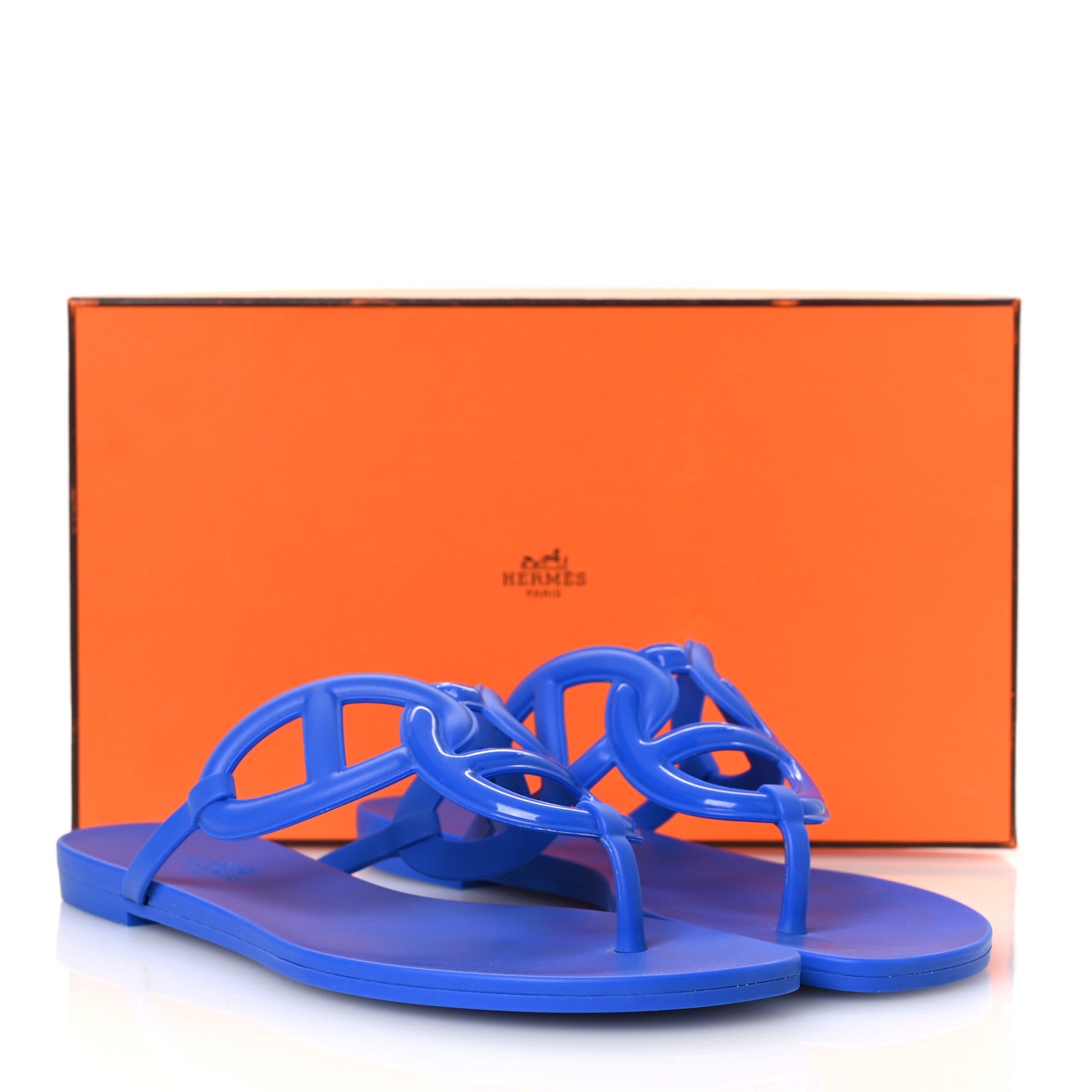 Hermes Rubber Womens Egerie Sandals 38 Bleu Outremer 11 of 11