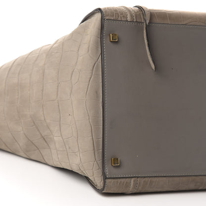 Celine Nubuck Crocodile Embossed Large Phantom Luggage Grey 6 of 16