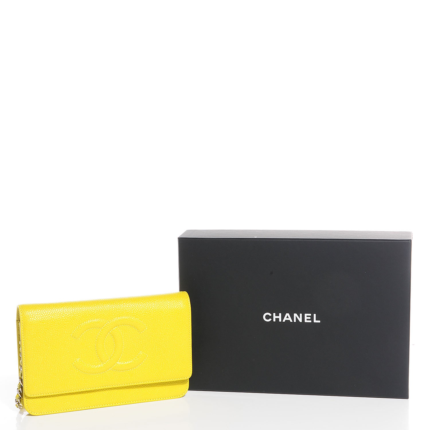 Chanel Caviar Timeless CC Wallet on Chain WOC Yellow 2 of 11