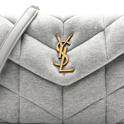 Saint Laurent Jersey Quilted Small Loulou Puffer Monogram Chain Satchel Grey Cloud 11 of 11