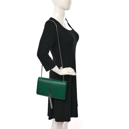 Saint Laurent Grain De Poudre Calfskin Medium Classic Monogram Kate Tassel Satchel Green 2 of 8