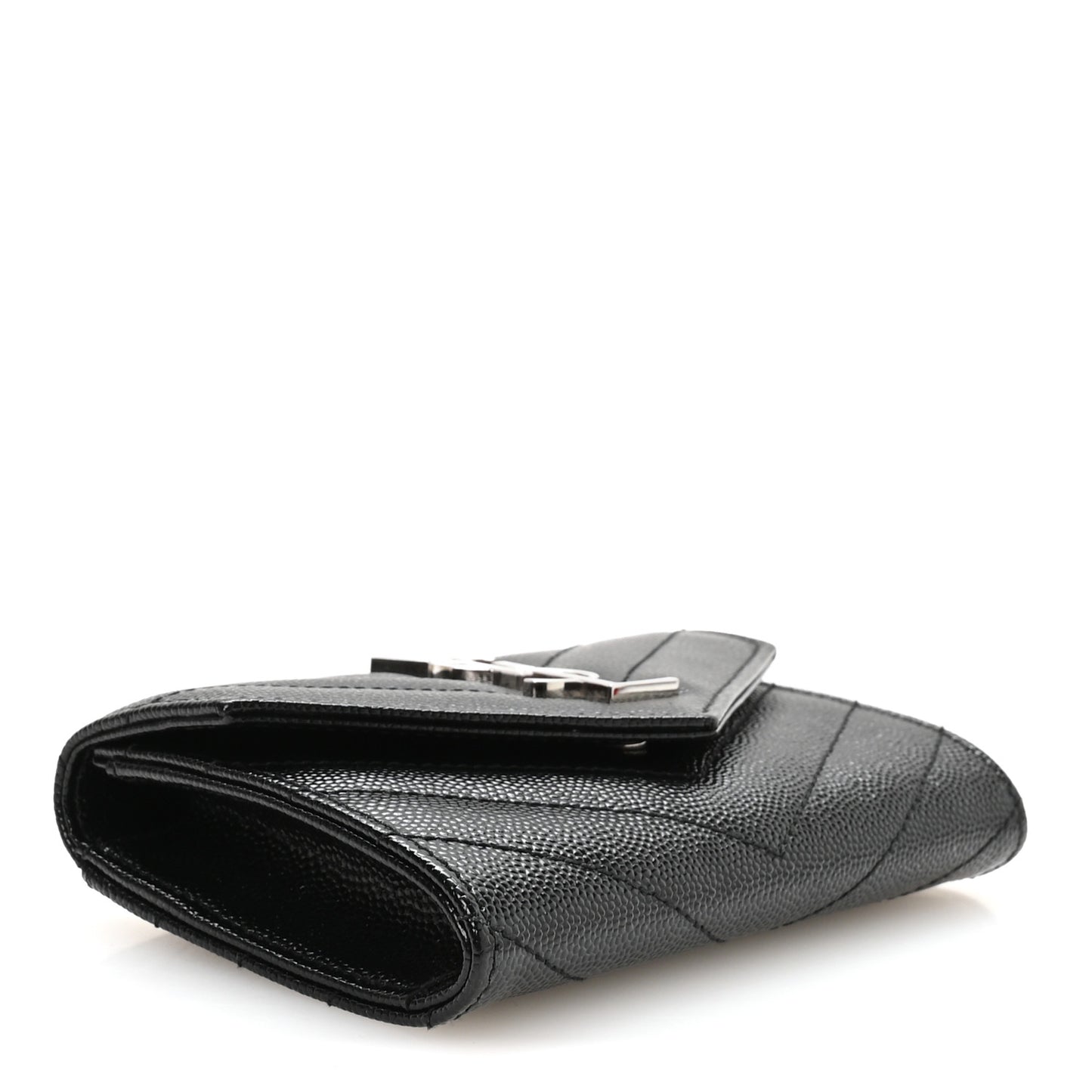 Grain De Poudre Matelasse Chevron Small Monogram Envelope Wallet Black