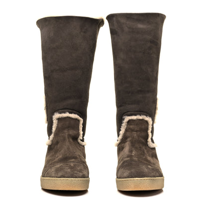 Chanel Suede Shearling Boots 39 Brown Beige 2 of 6