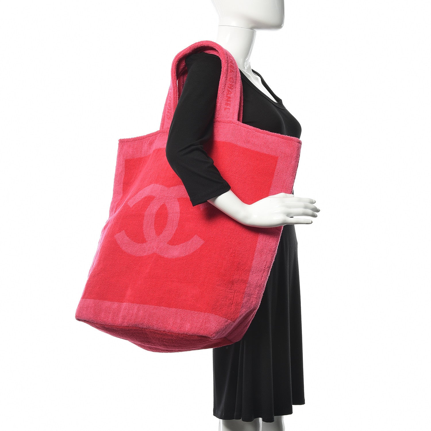 Chanel Terry Cotton CC Beach Tote Towel Pink Red 2 of 10