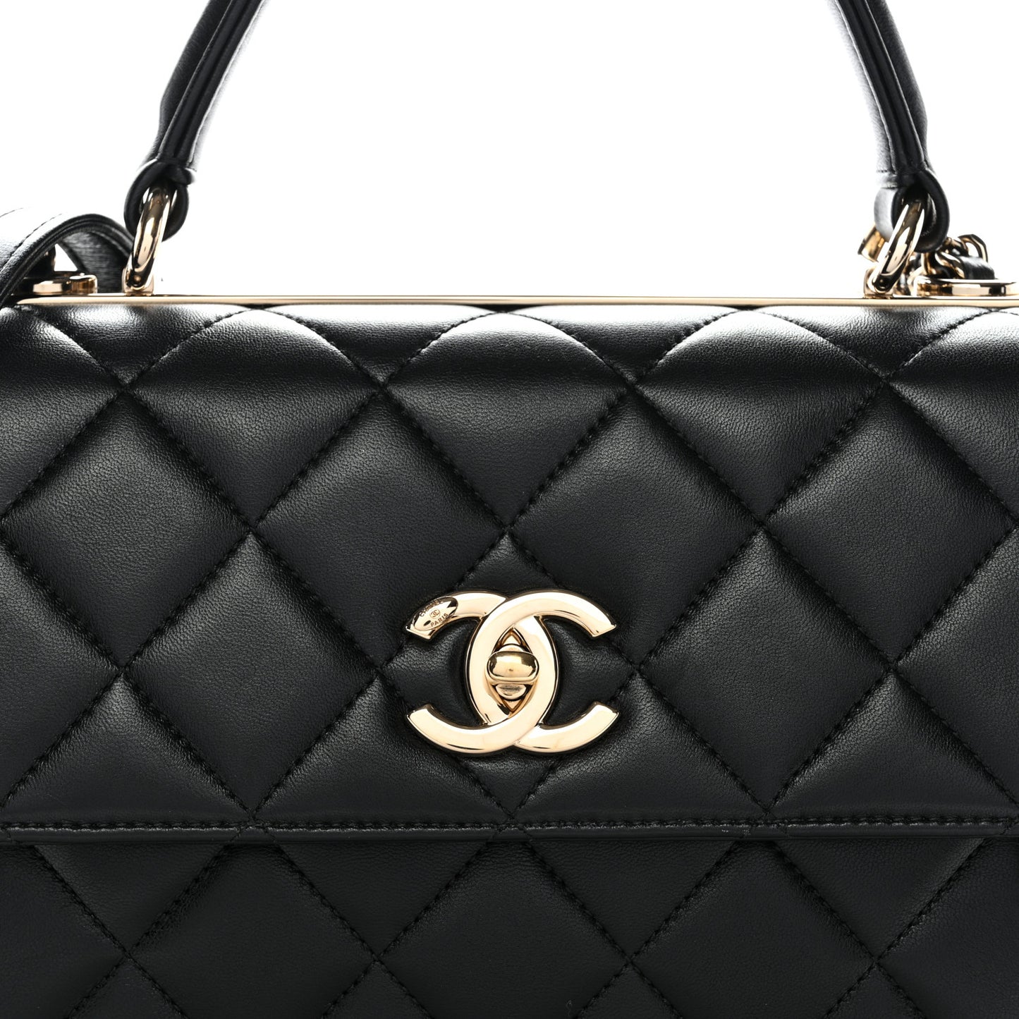 Lambskin Quilted Small Trendy CC Dual Handle Flap Bag Black