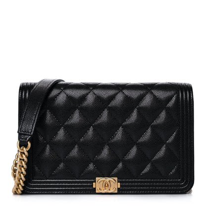 Chanel Caviar Quilted Boy Wallet On Chain WOC Black 1 of 12