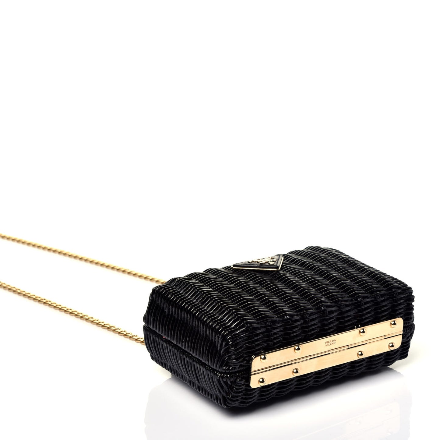 Wicker Triangle Crossbody Clutch Black Petalo