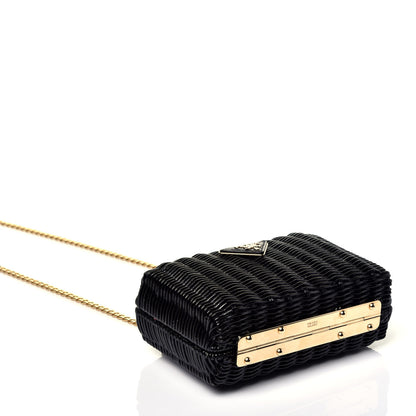 Prada Wicker Triangle Crossbody Clutch Black Petalo 4 of 11