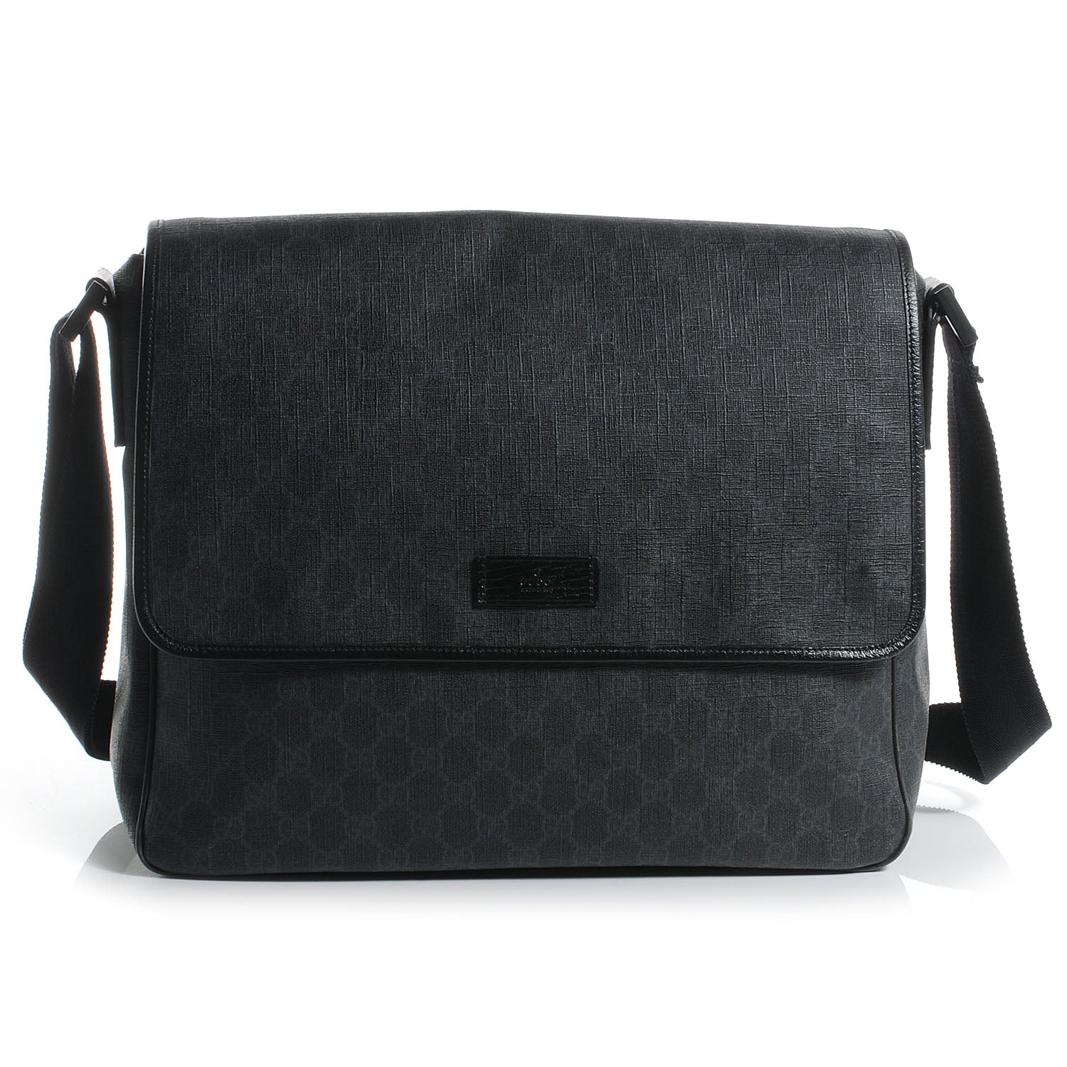 Gucci GG Plus Monogram Medium Flap Messenger Bag Black 1 of 8