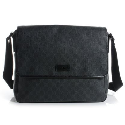 Gucci GG Plus Monogram Medium Flap Messenger Bag Black 1 of 8