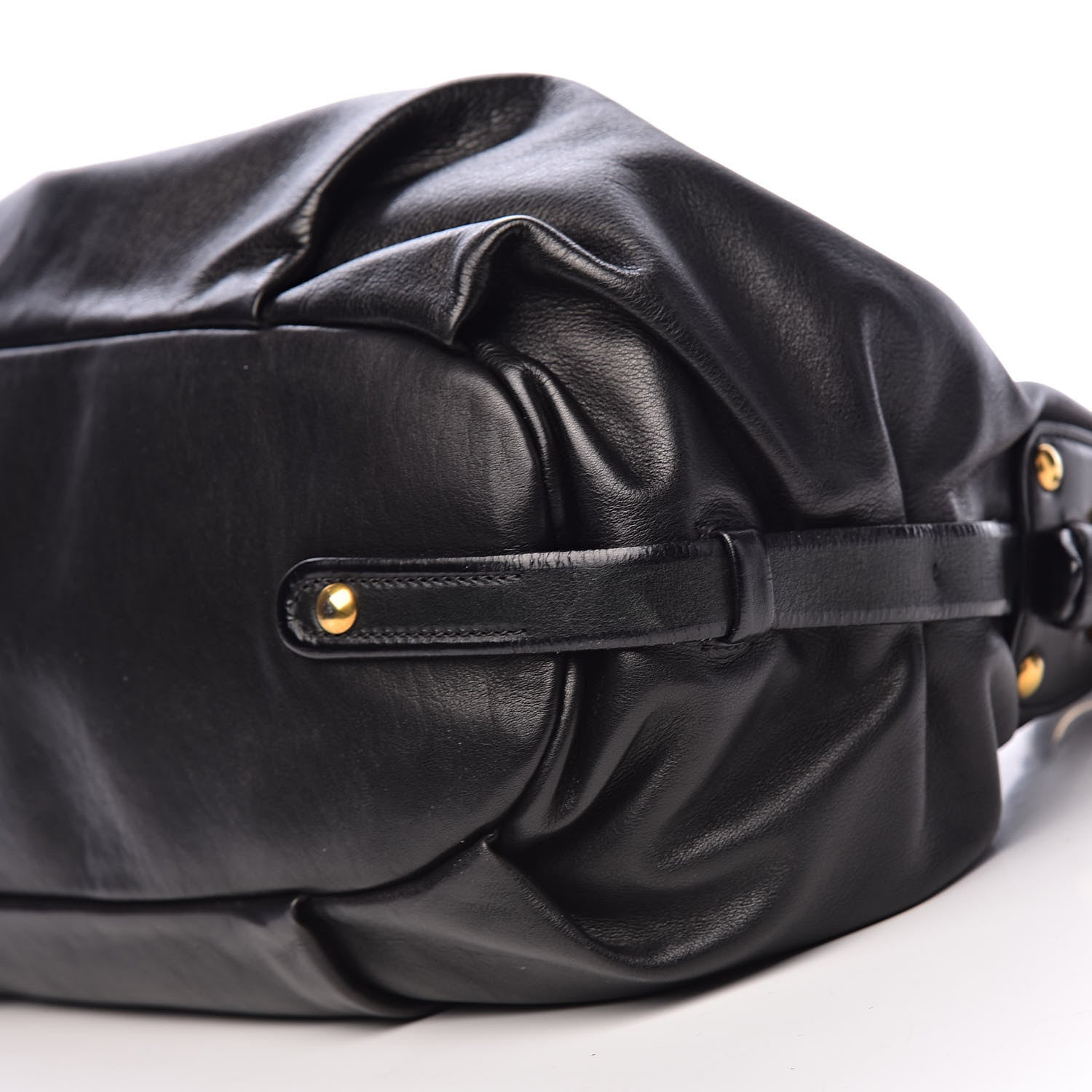 Prada Soft Calfskin Pleated Hobo Black 10 of 11