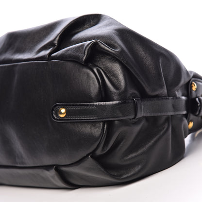 Prada Soft Calfskin Pleated Hobo Black 10 of 11
