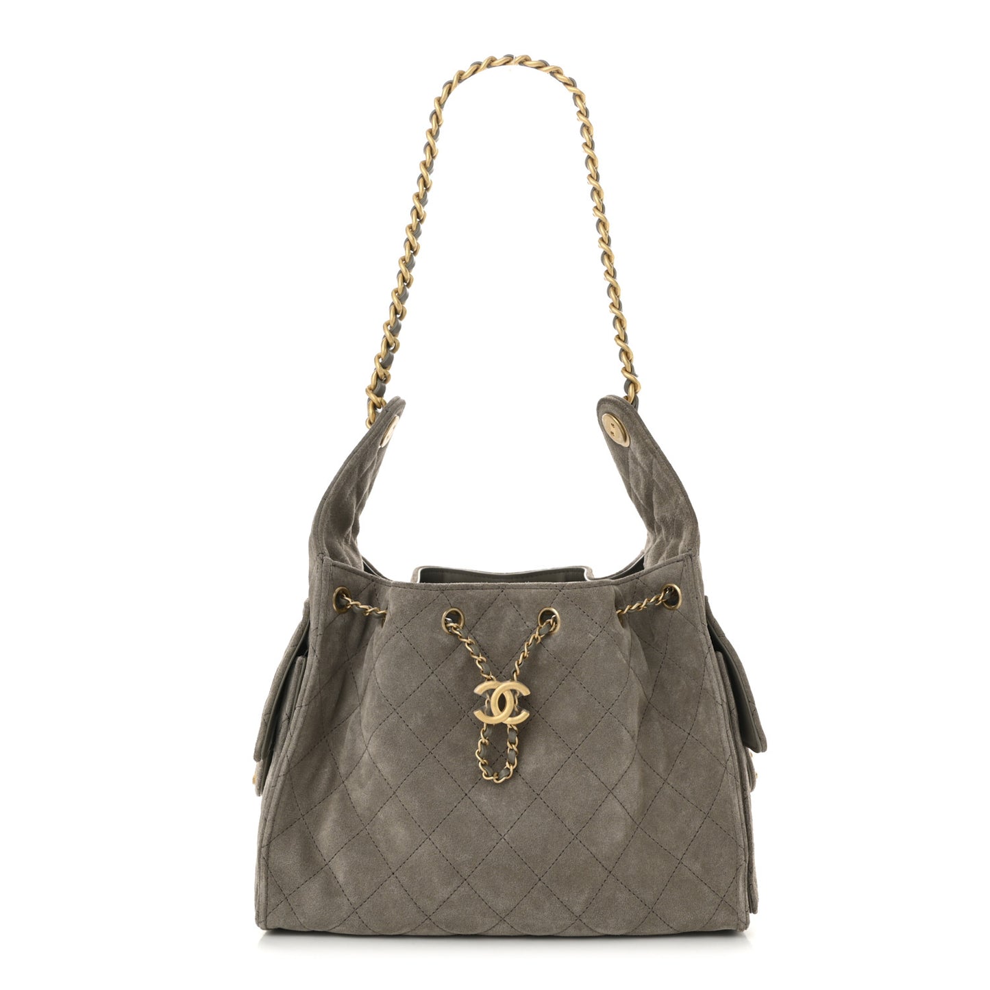 Suede Quilted Small Chanel 25 Handbag Dark Grey