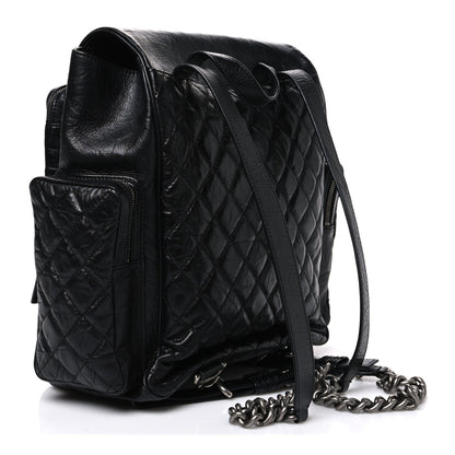 Chanel Grained Calfskin Quilted Large Casual Rock Backpack Black 3 of 10