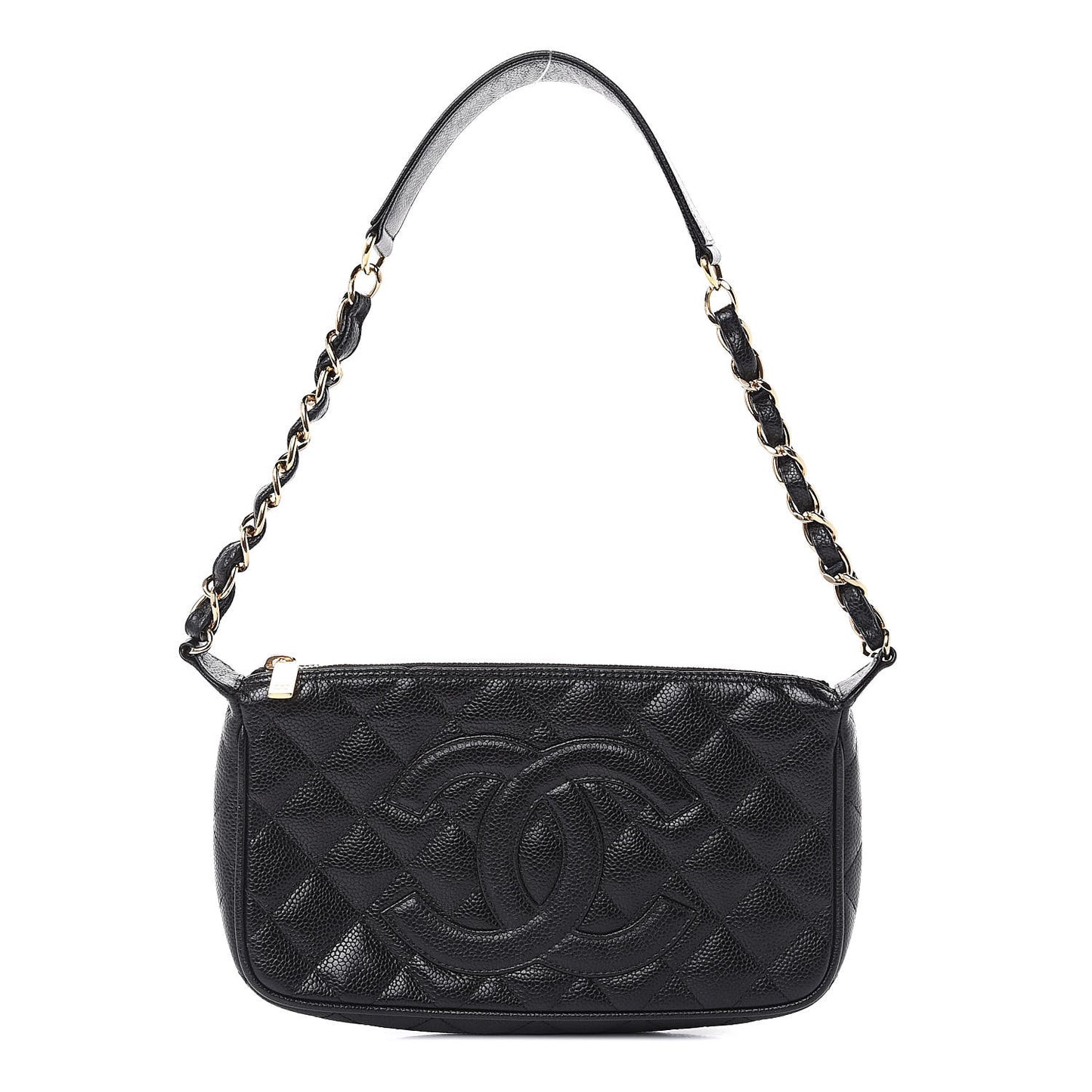 Caviar Quilted CC Shoulder Bag Black