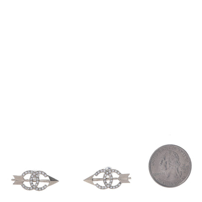 Chanel Metal Crystal CC Arrow Earrings Gold 2 of 5