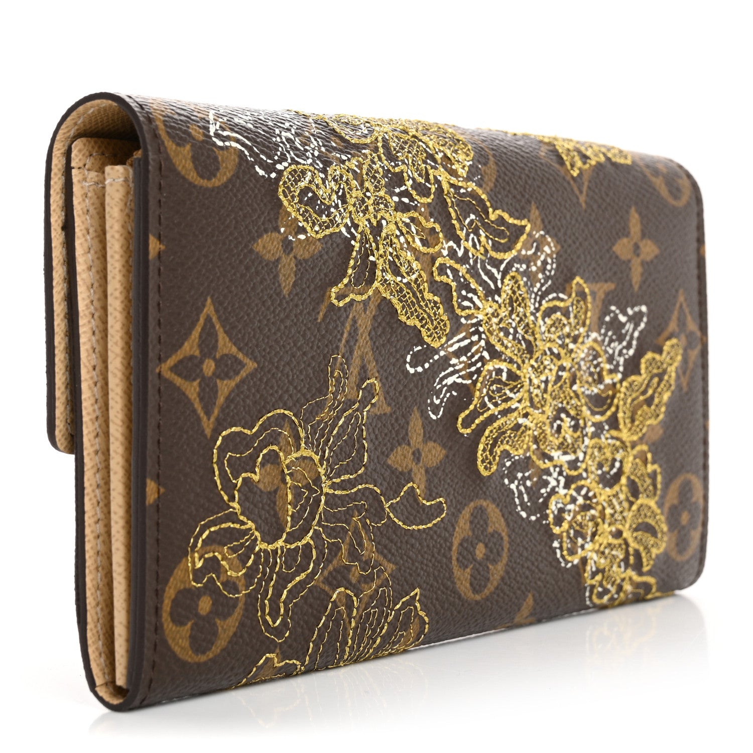 Louis Vuitton Monogram Dentelle Sarah Wallet Gold 3 of 9