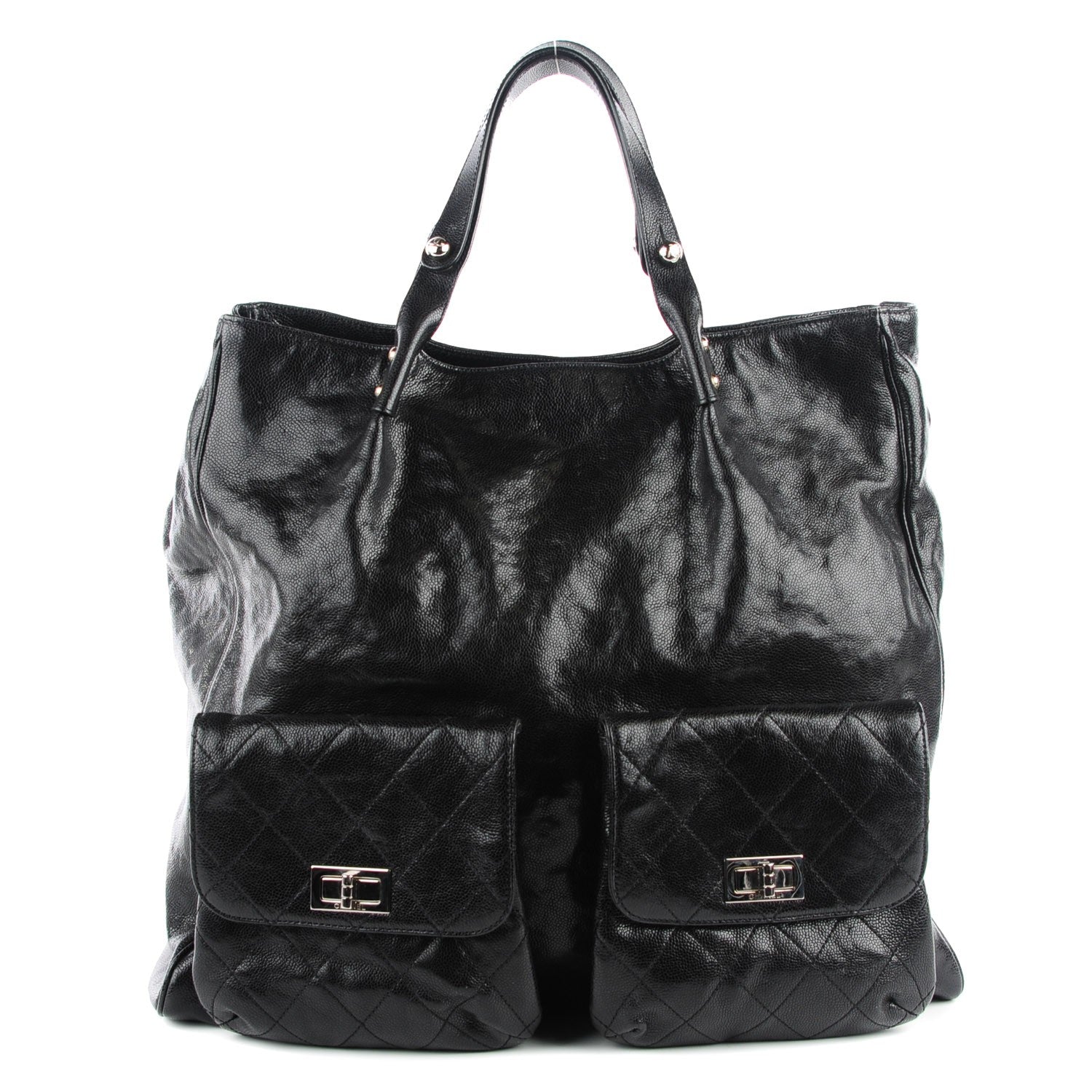 Chanel Glazed Caviar Large Pocket In The City Tote Black 1 of 9