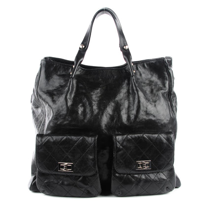 Chanel Glazed Caviar Large Pocket In The City Tote Black 1 of 9