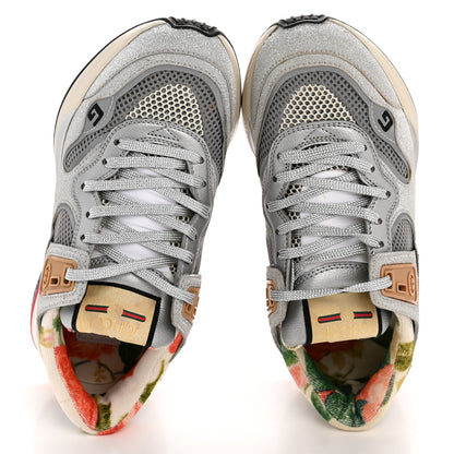 Gucci Metallic Calfskin Glitter Mesh Womens Ultrapace Sneakers 36 Silver Light Grey Mystic White 2 of 9