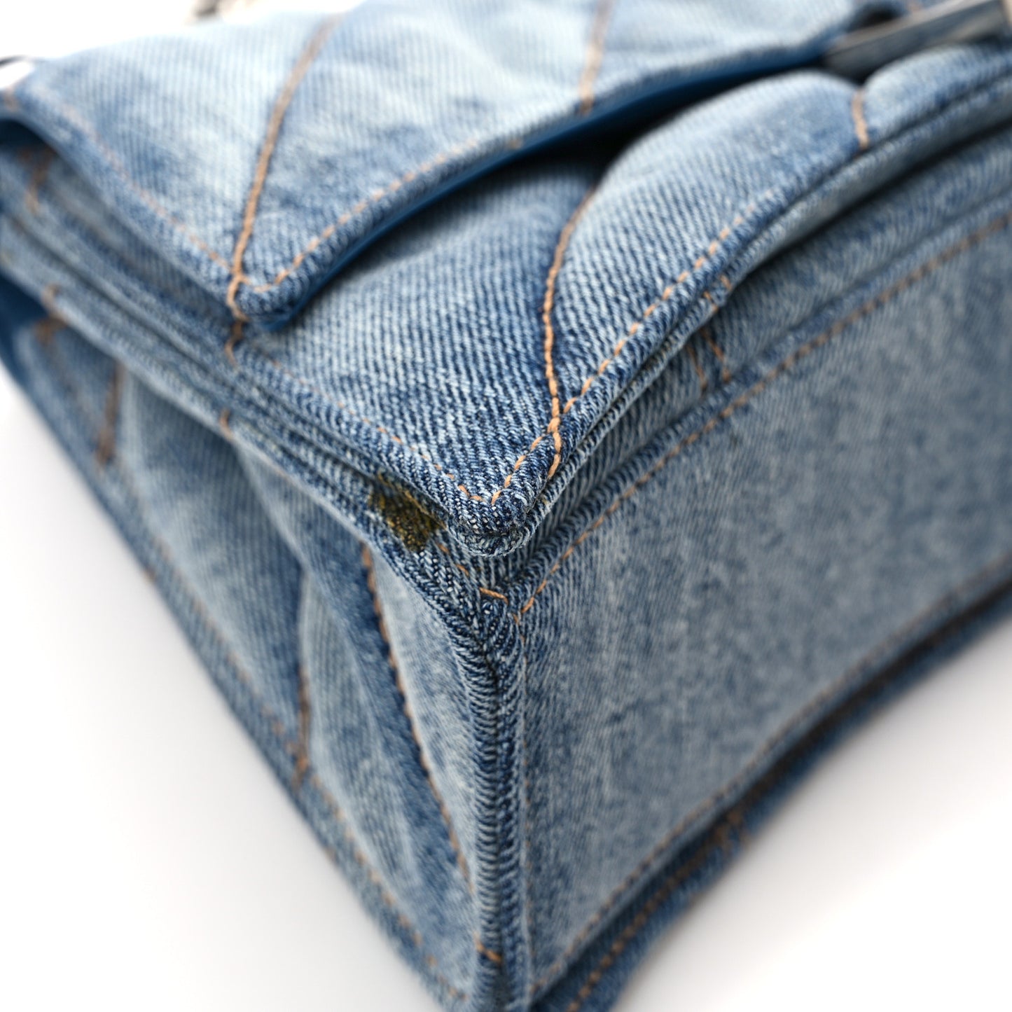 Washed Denim Quilted Small Crush Chain Bag Denim Blue