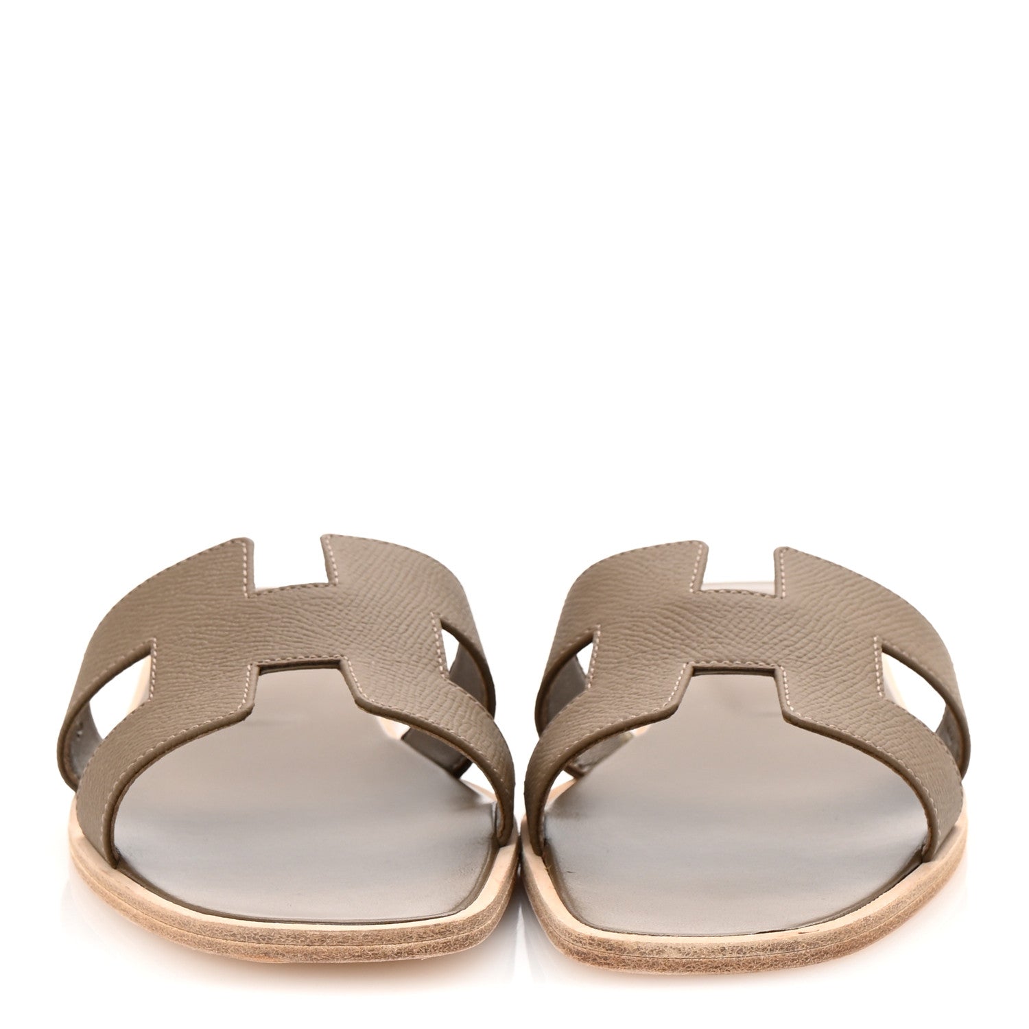 Hermes Epsom Oran Sandals 38.5 Etoupe 3 of 10