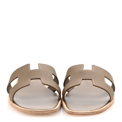 Hermes Epsom Oran Sandals 38.5 Etoupe 3 of 10