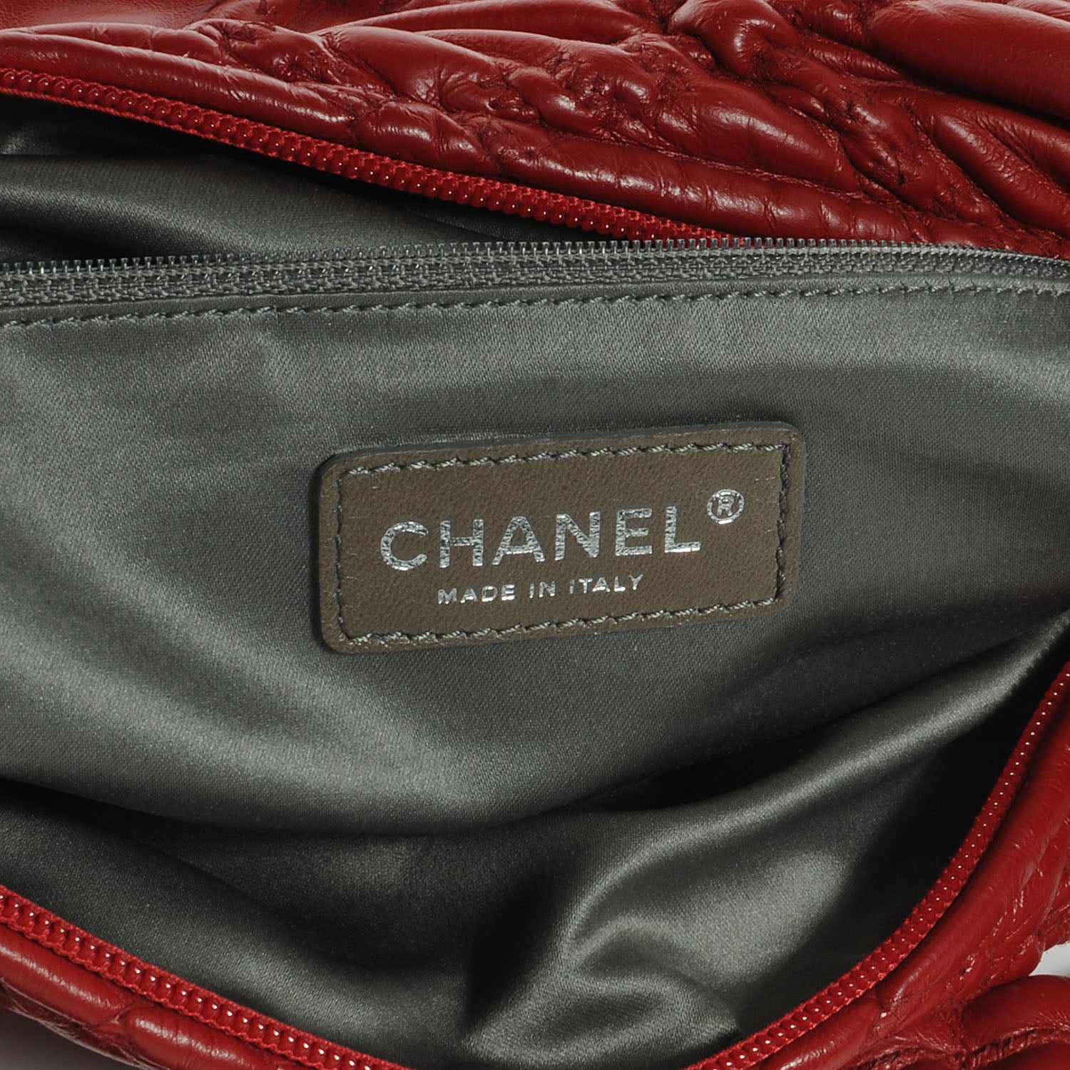 Chanel Quilted Lambskin Hidden Chain Hobo Red 6 of 7