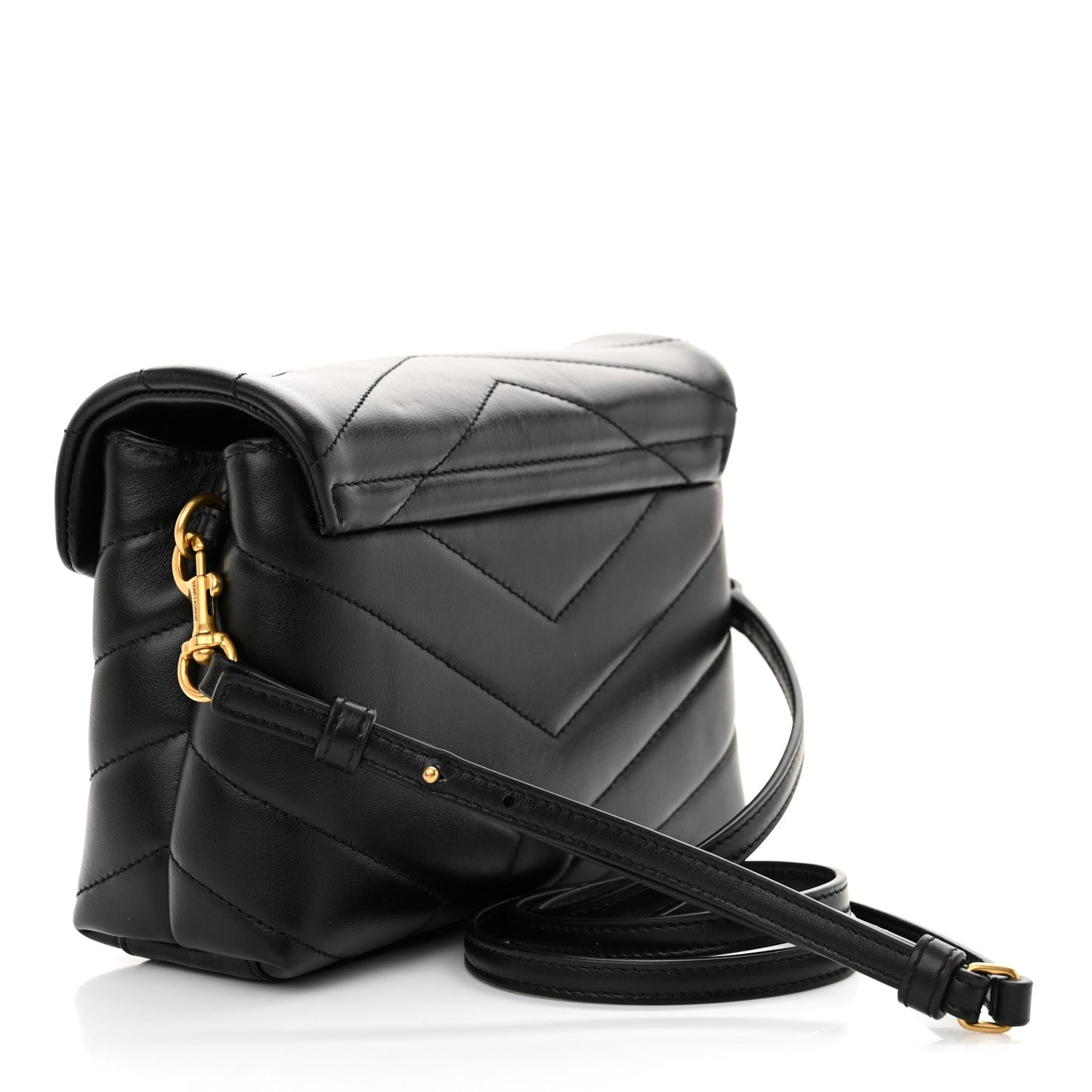 Calfskin Y Quilted Monogram Toy Loulou Crossbody Bag Black