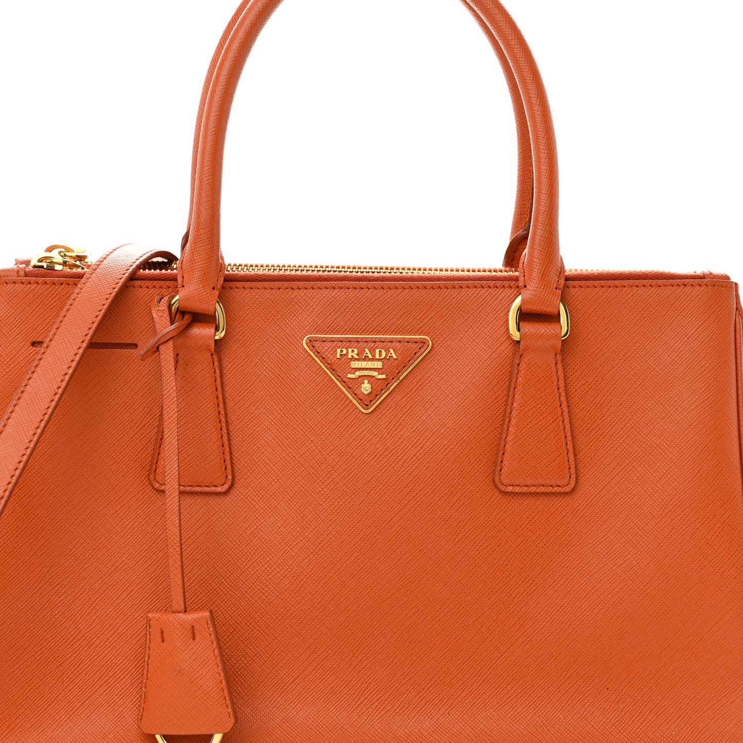 Saffiano Small Galleria Double Zip Tote Papaya
