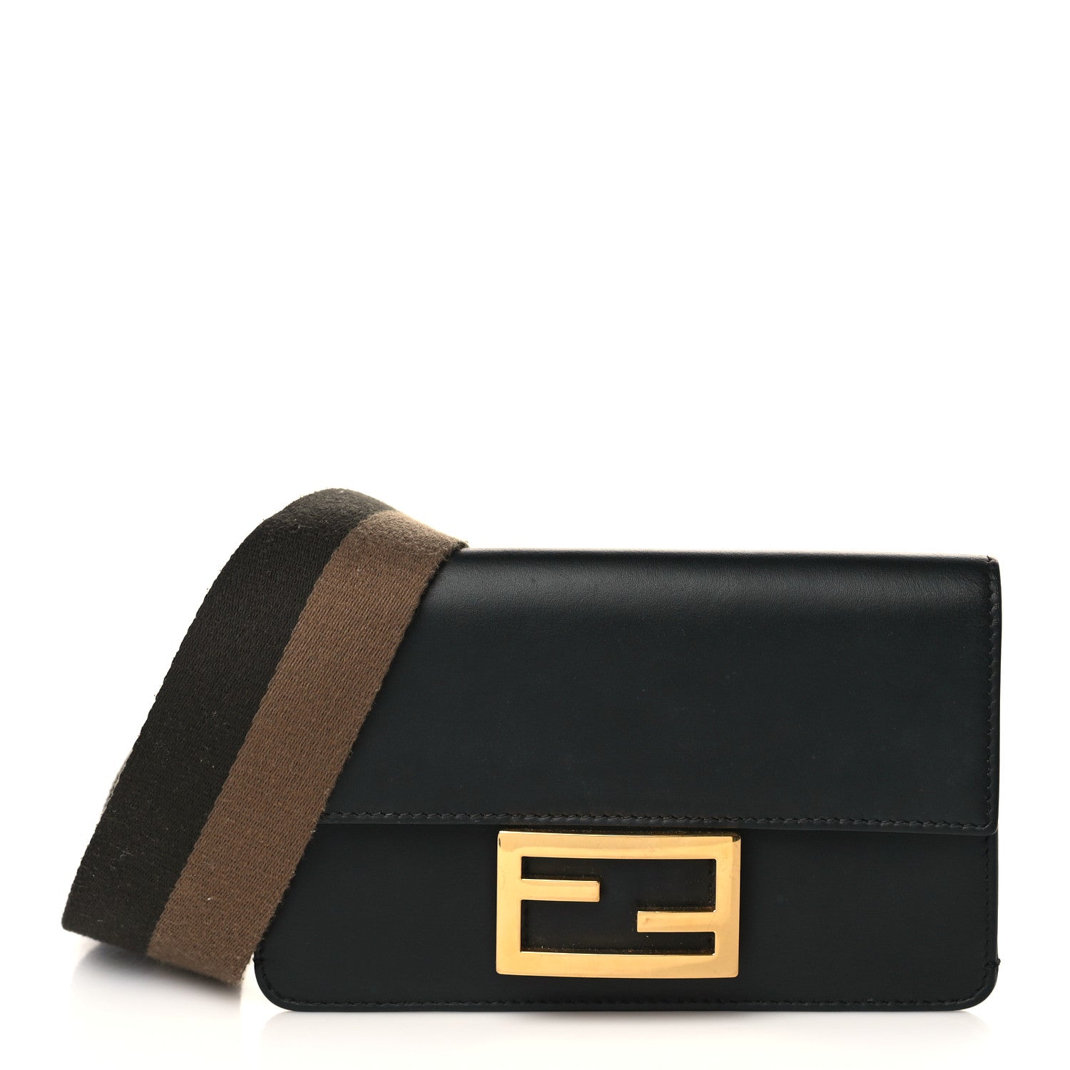 Fendi Vitello King Mini Flat Baguette Black 1 of 9