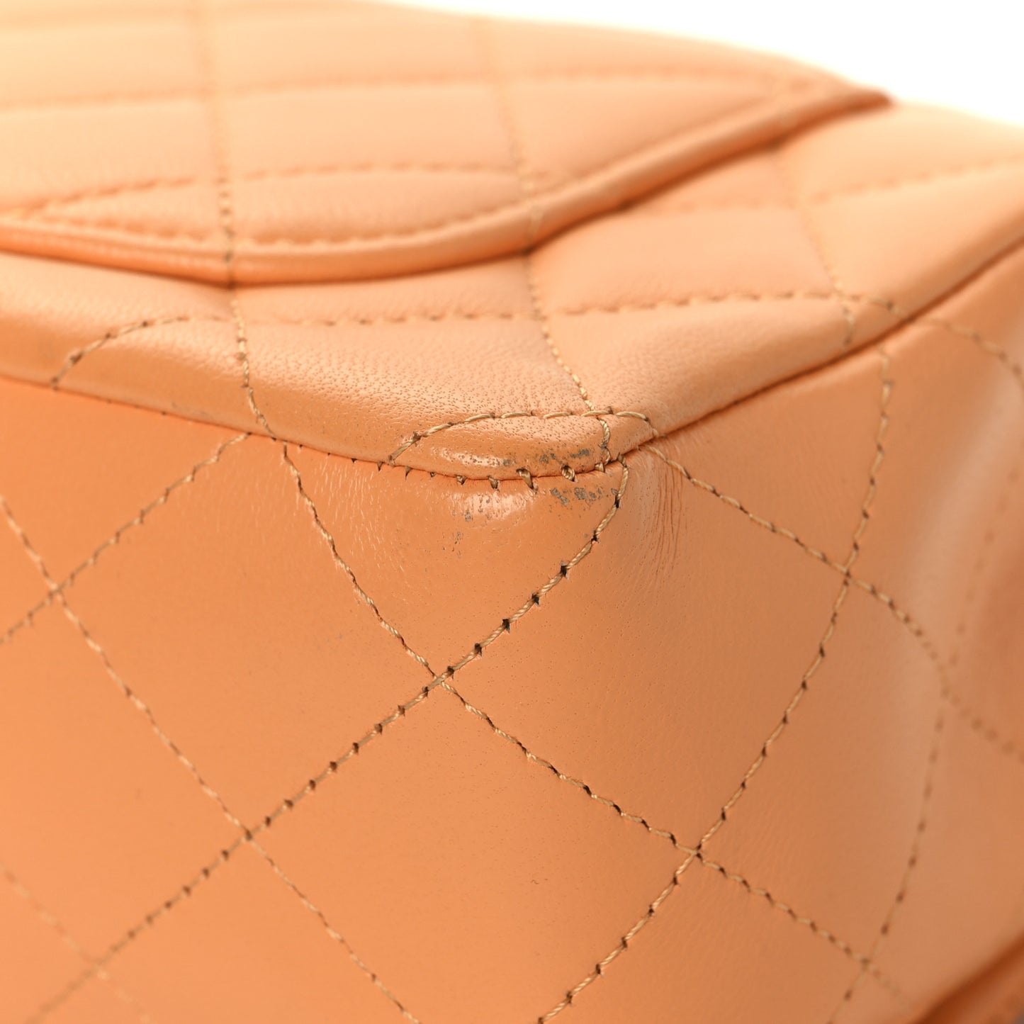 Lambskin Quilted Mini Rectangular Flap Orange