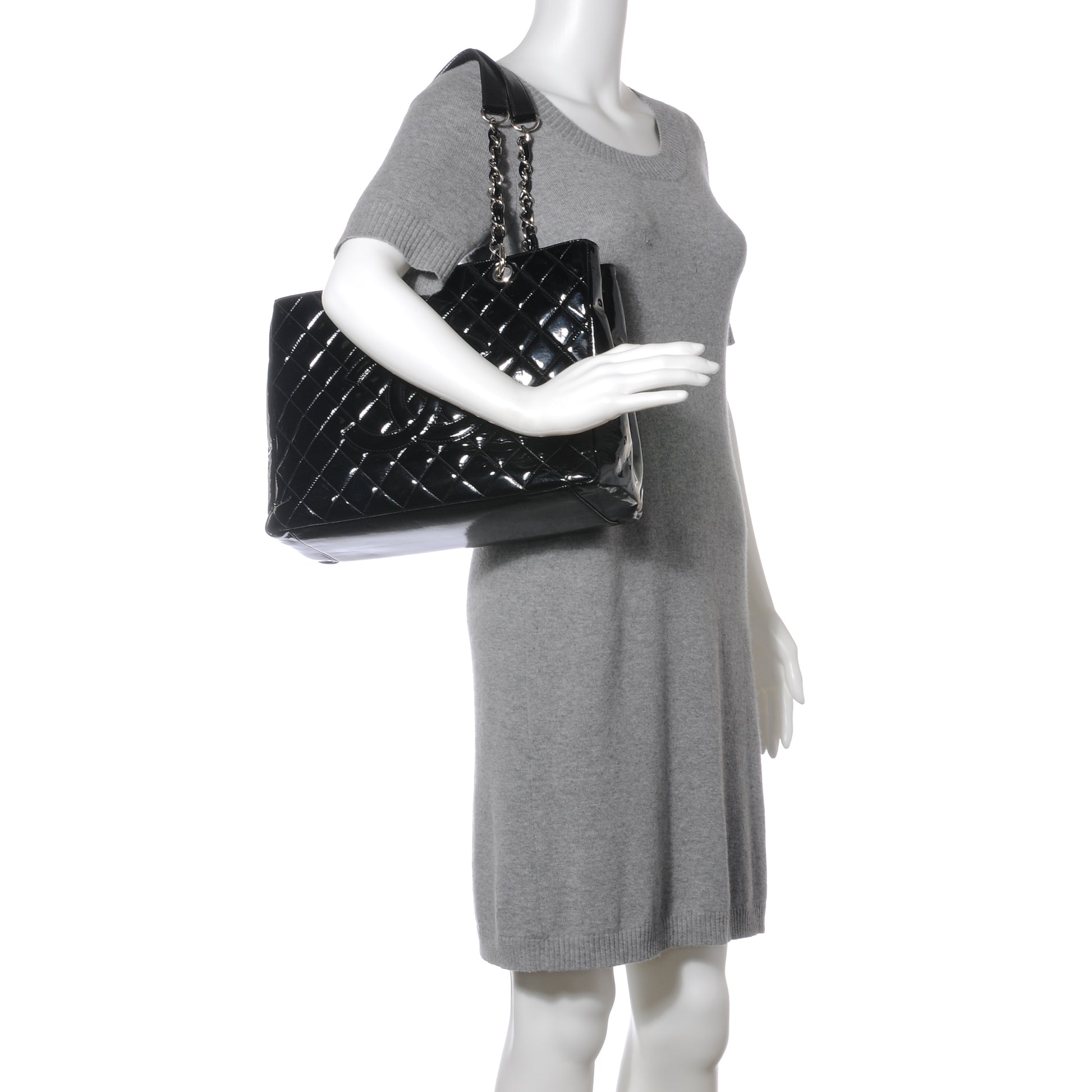 Chanel Patent Grand Shopping Tote GST Black 2 of 7