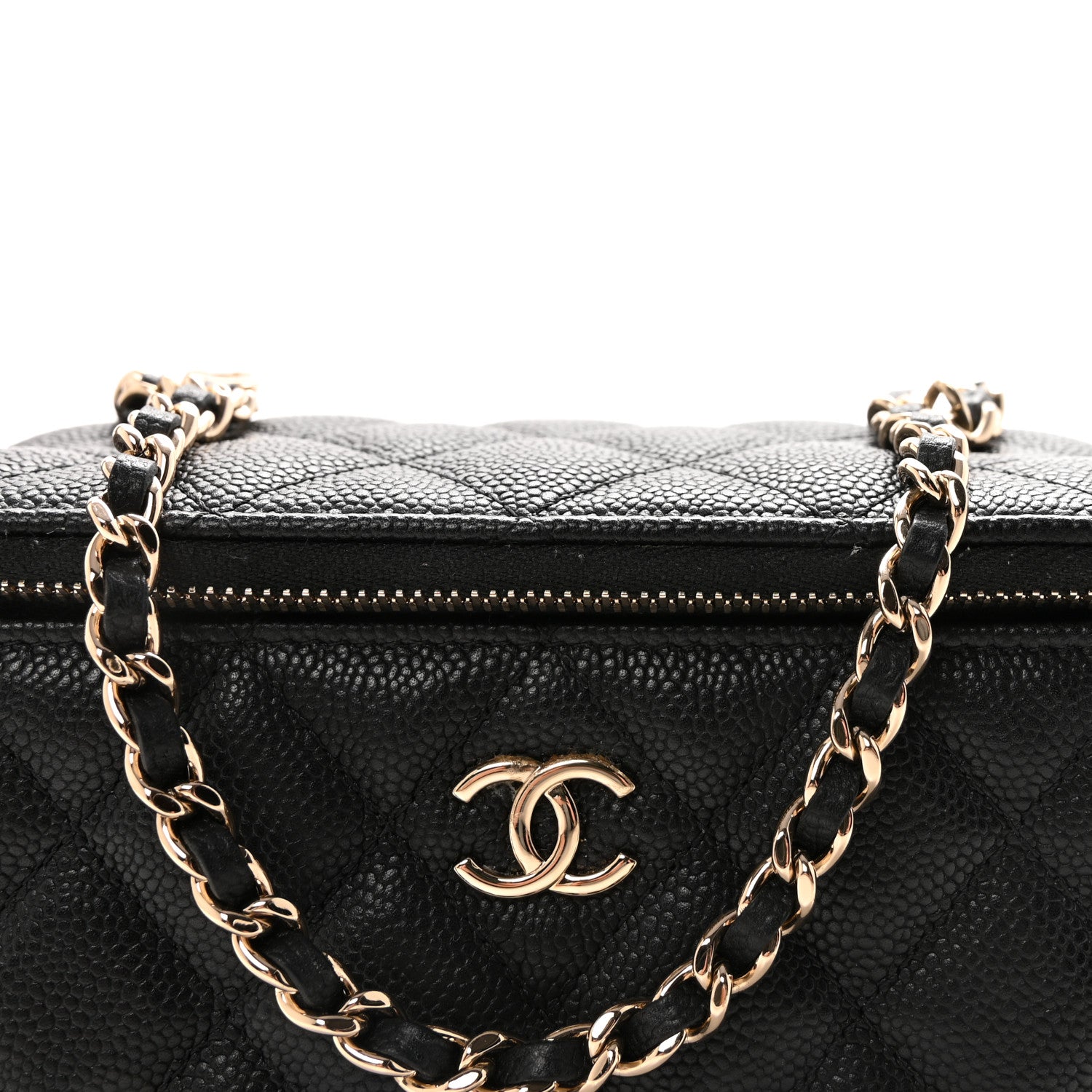 Chanel Caviar Quilted Small Tiny CC Vanity Case With Chain Black 8 of 10