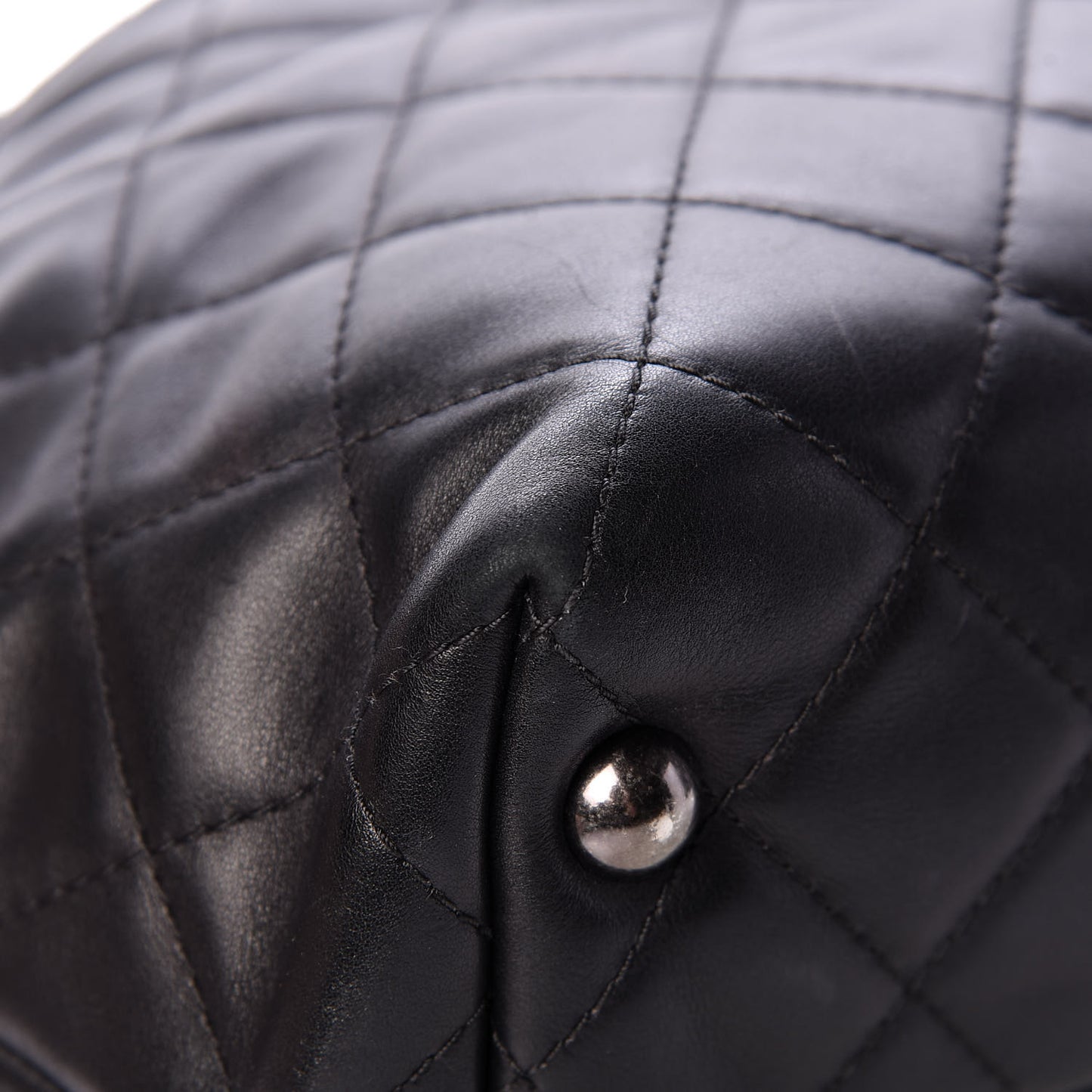 Calfskin Quilted Small Shopping In Chains Tote Black
