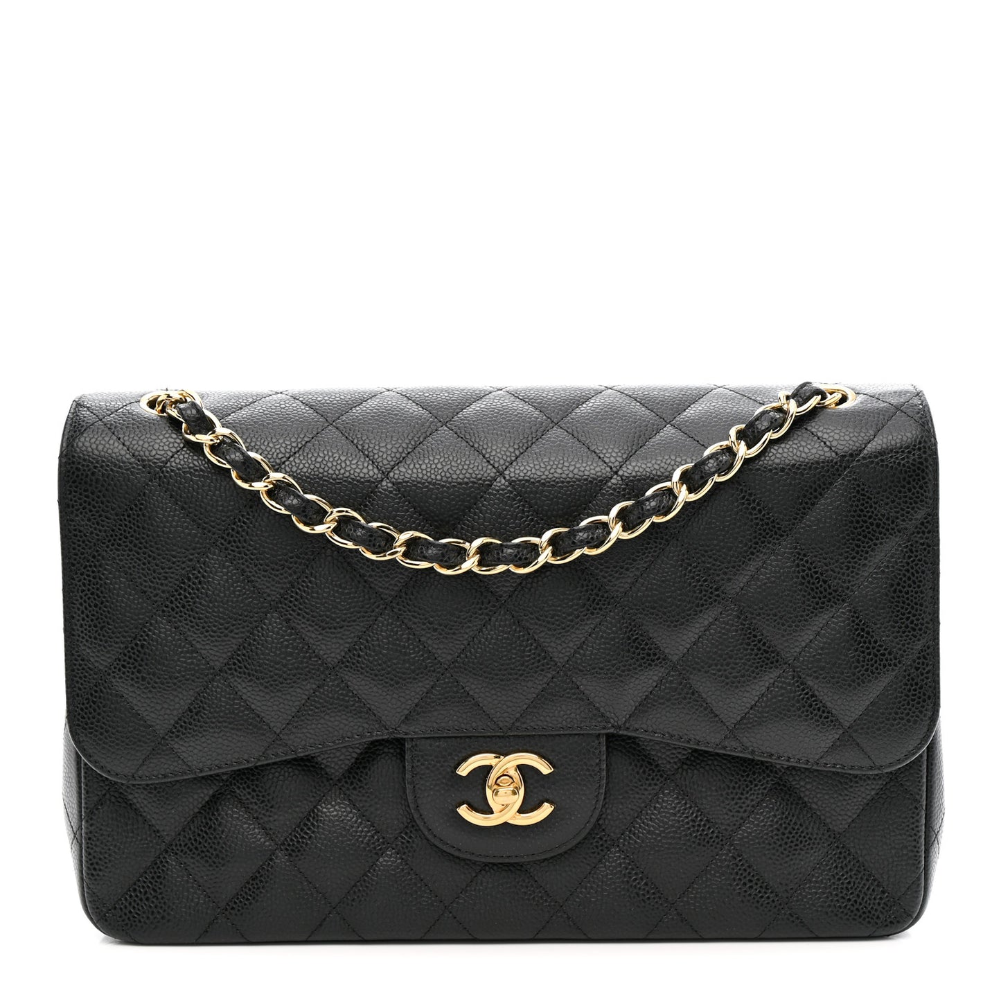 Caviar Quilted Jumbo Double Flap Black