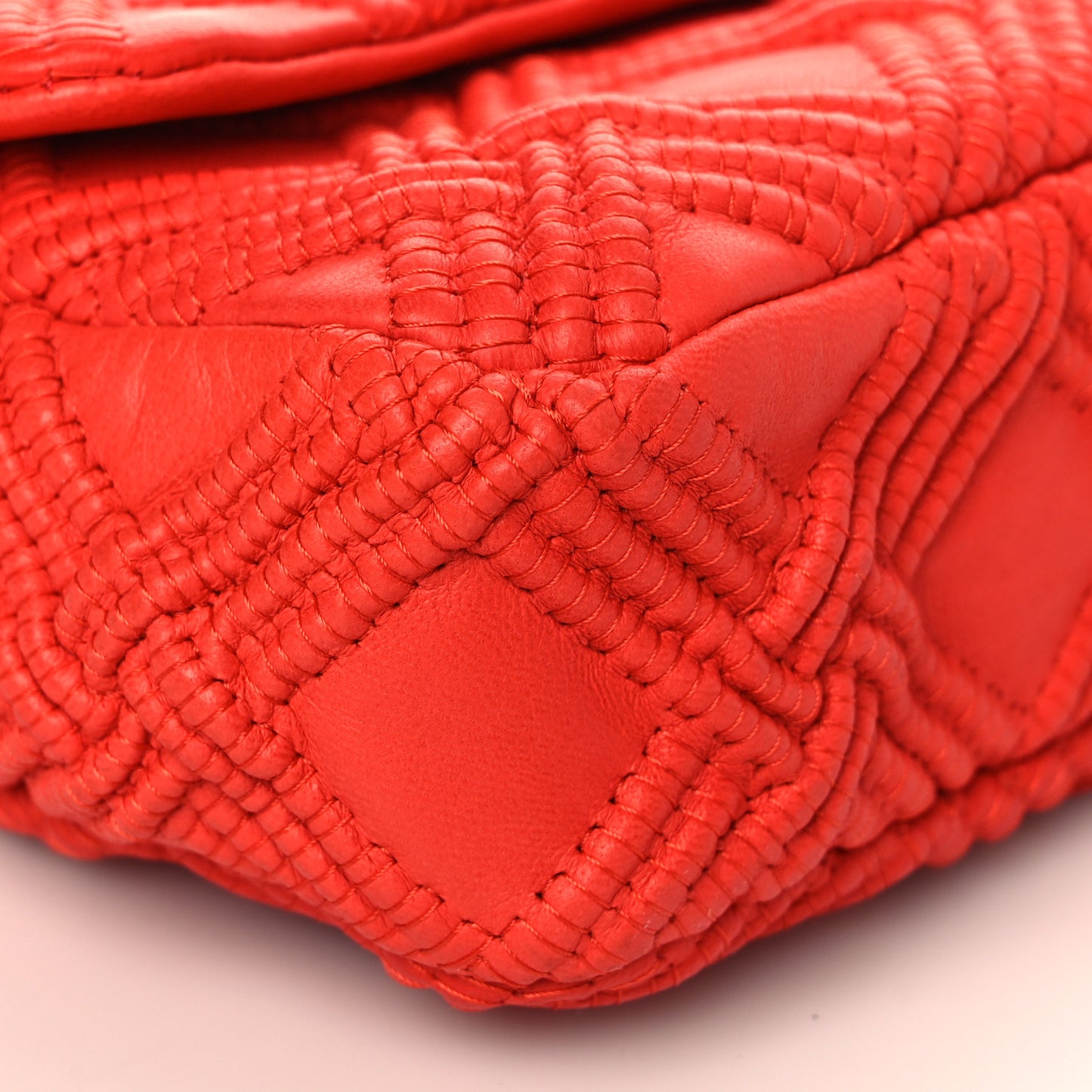 Lambskin Stitch Small Walk Of Fame Rectangular Flap Red