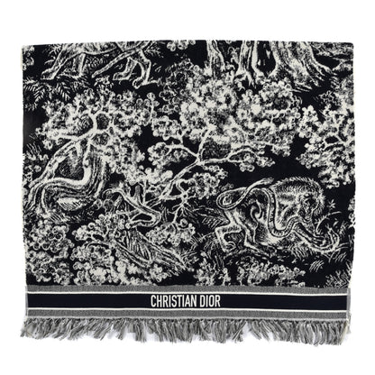 Christian Dior Cotton Toile De Jouy Reverse Towel Blue Ivory 1 of 4