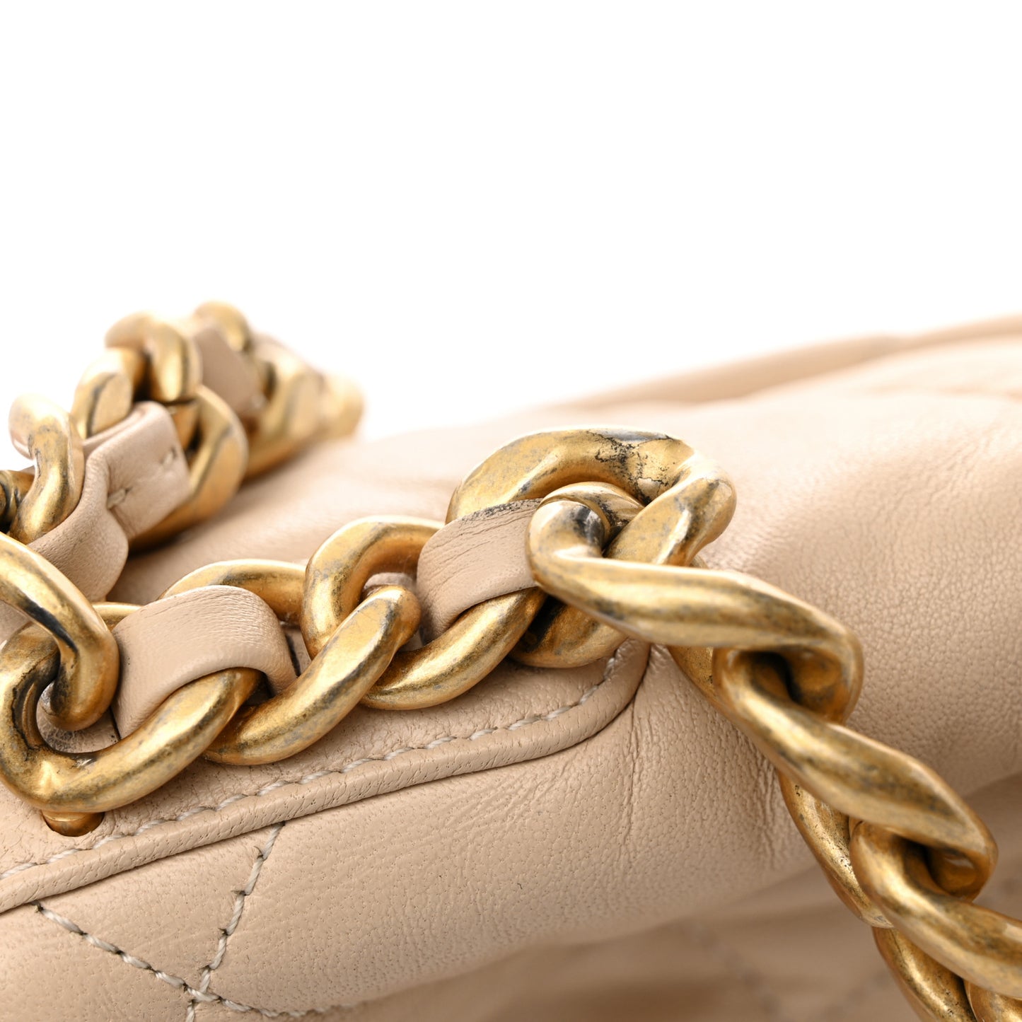 Lambskin Quilted Medium Chanel 19 Flap Beige