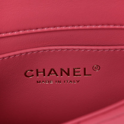 Chanel Lambskin Enamel Quilted Pending CC Mini Square Flap Pink 6 of 12