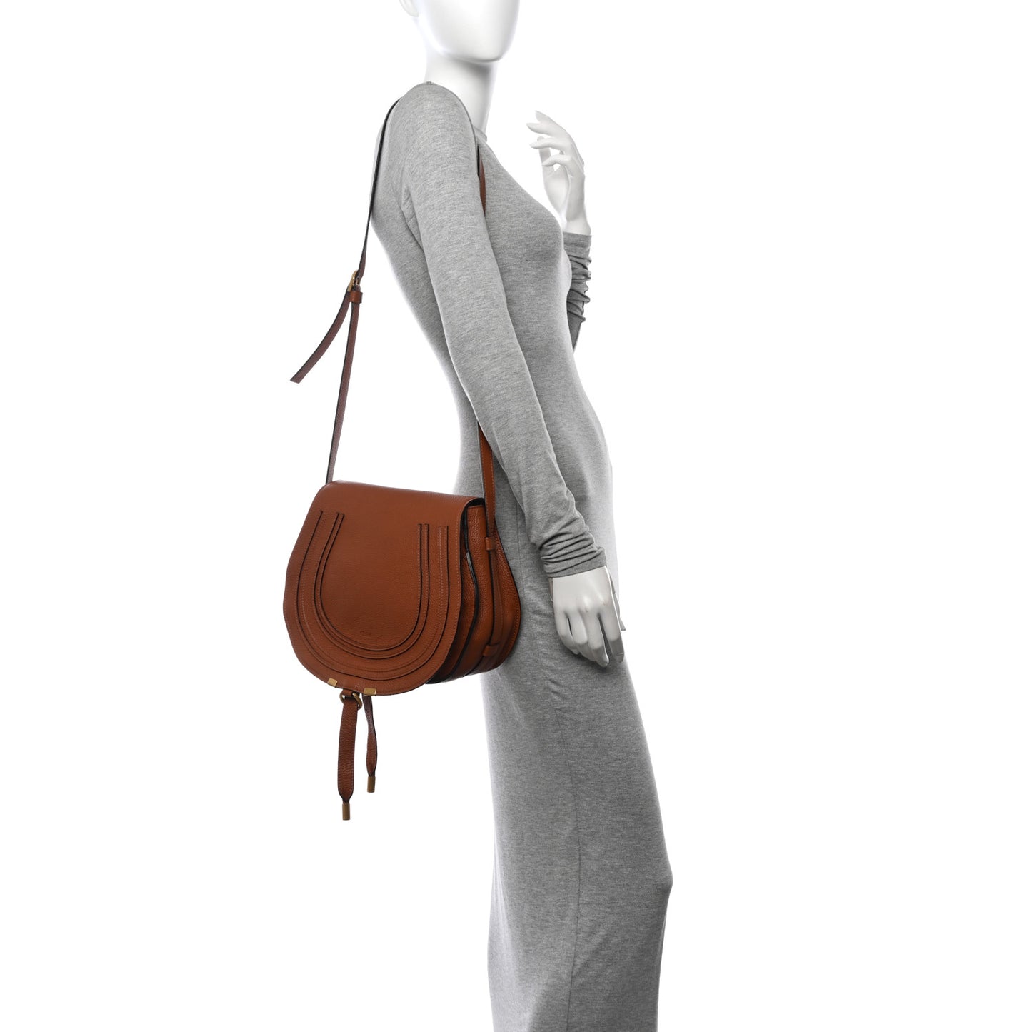 Calfskin Medium Marcie Round Crossbody Bag Tan