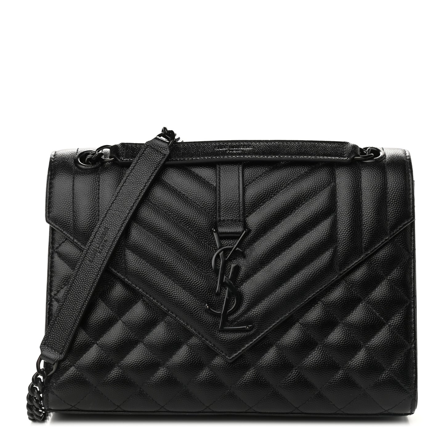 Grain De Poudre Textured Mixed Matelasse Triquilt Medium Monogram Satchel Black