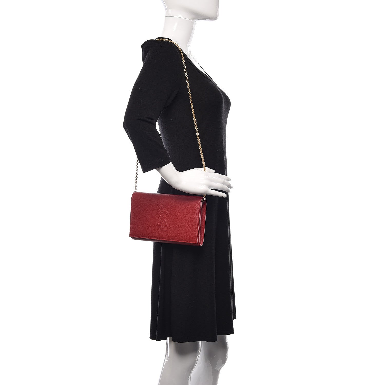 Saint Laurent Calfskin Belle de Jour Chain Clutch Rouge Orient 2 of 11