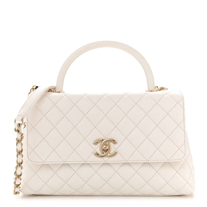 Chanel Caviar Quilted Small Coco Handle Flap White 1 of 11