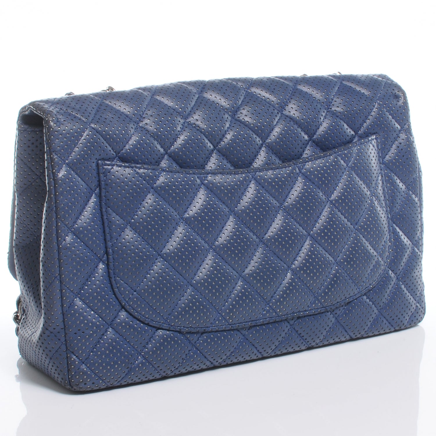 Chanel Lambskin Perforated Jumbo Flap Blue 3 of 9