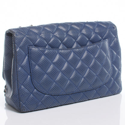 Chanel Lambskin Perforated Jumbo Flap Blue 3 of 9